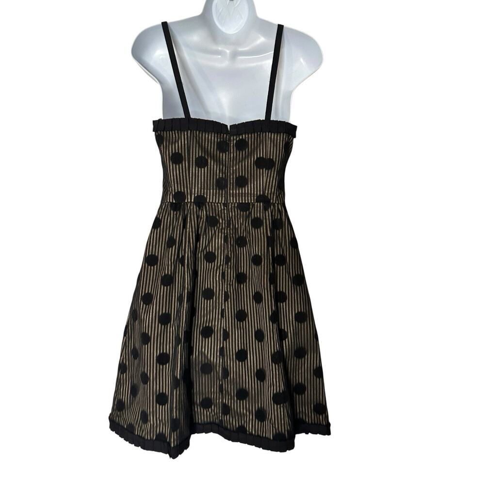 VTG Nanette Lepore Silk Polka Dot Dress Size 2 Black Sheer Stripe Cocktail Party - Picture 4 of 15